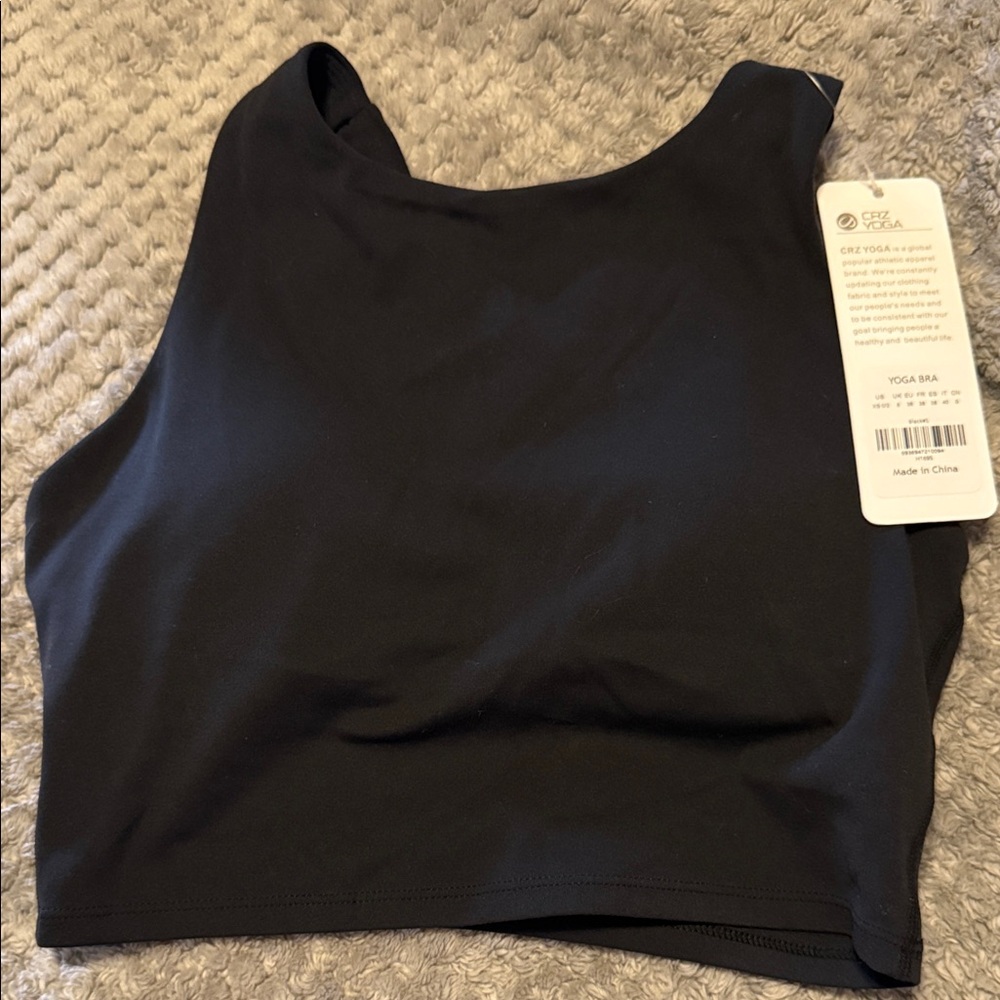 🖤 CRZ Yoga Women’s High Neck Longline Yoga Bra Black Size XS NWT - Picture 1 of 4